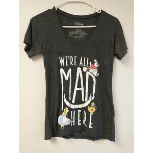 Alice In Wonderland Mad Hatter T-Shirt  We’re All Mad Here JUNIORS Size Small
